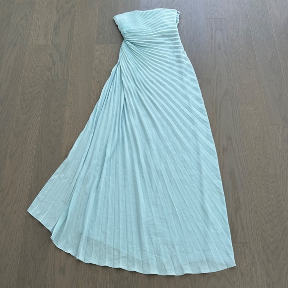 ALC A.L.C. Layla Light Baby Blue Strapless Pleated Gown Maxi Dress - Size 2 - Picture 3 of 11
